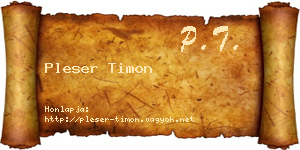 Pleser Timon névjegykártya